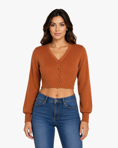Women Winter V Neck Crop Top