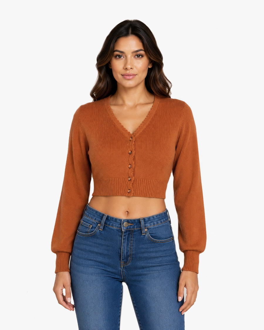 Women Winter V Neck Crop Top