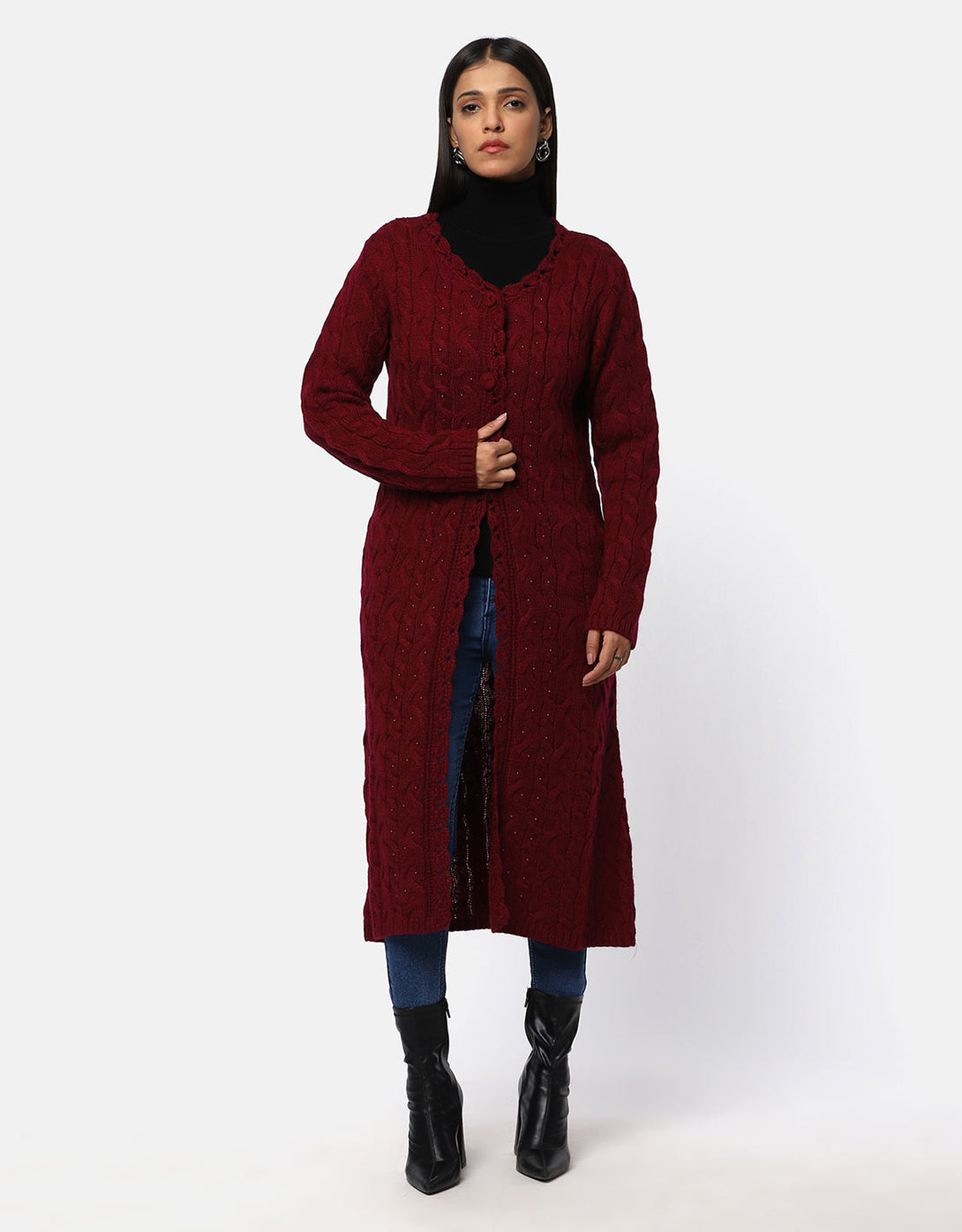 Women Woolen Cable Design Fancy Shrug