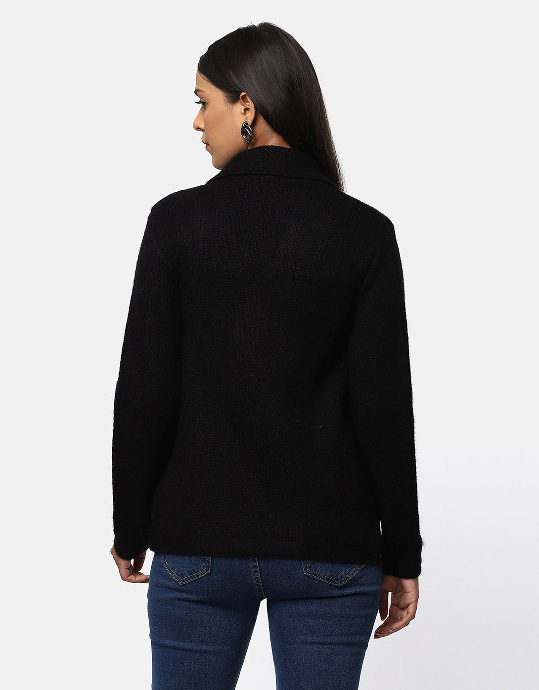 Women Knitted Collar Neck Single Breasted Designer Shrug