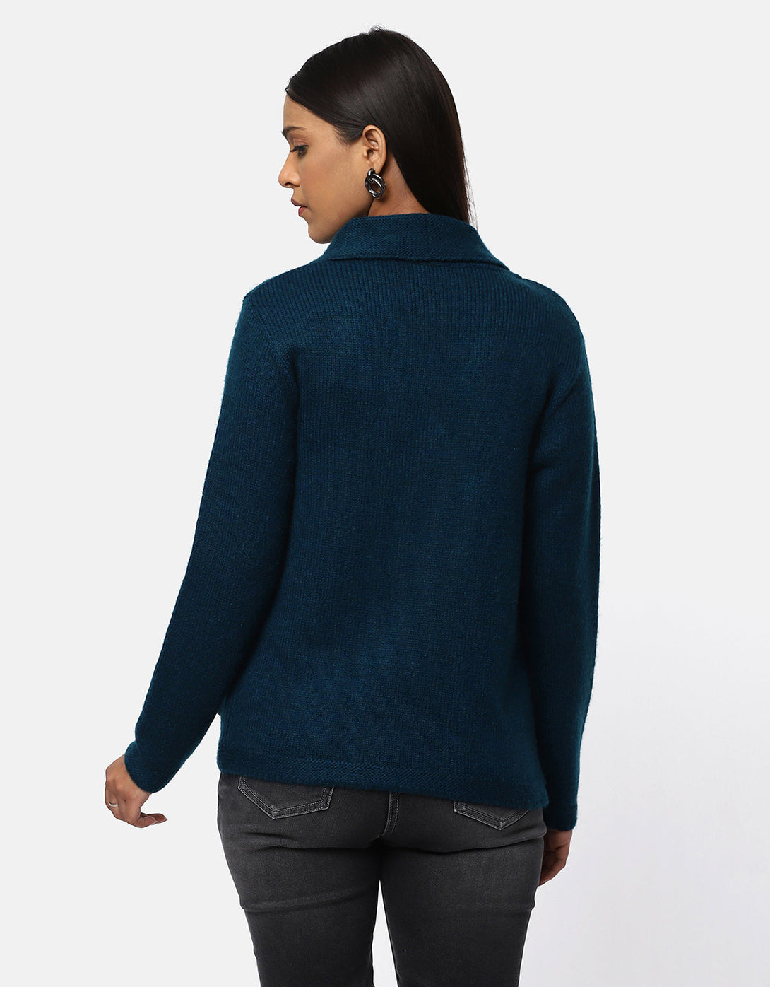 Women Knitted Collar Neck Single Breasted Designer Shrug