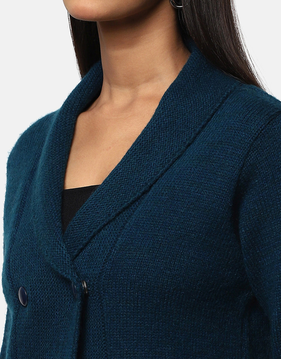 Women Knitted Collar Neck Single Breasted Designer Shrug