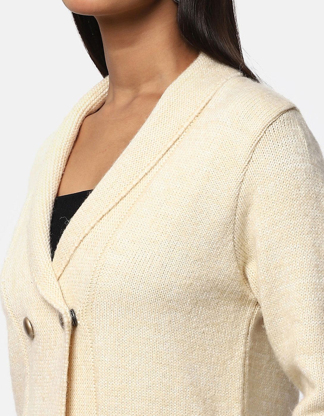 Women Knitted Collar Neck Single Breasted Designer Shrug
