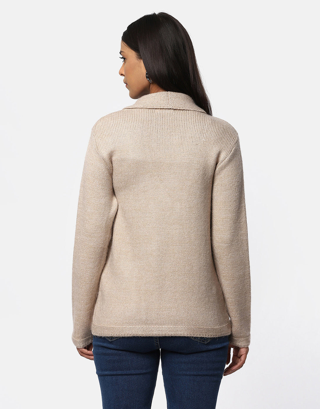 Women Knitted Collar Neck Single Breasted Designer Shrug