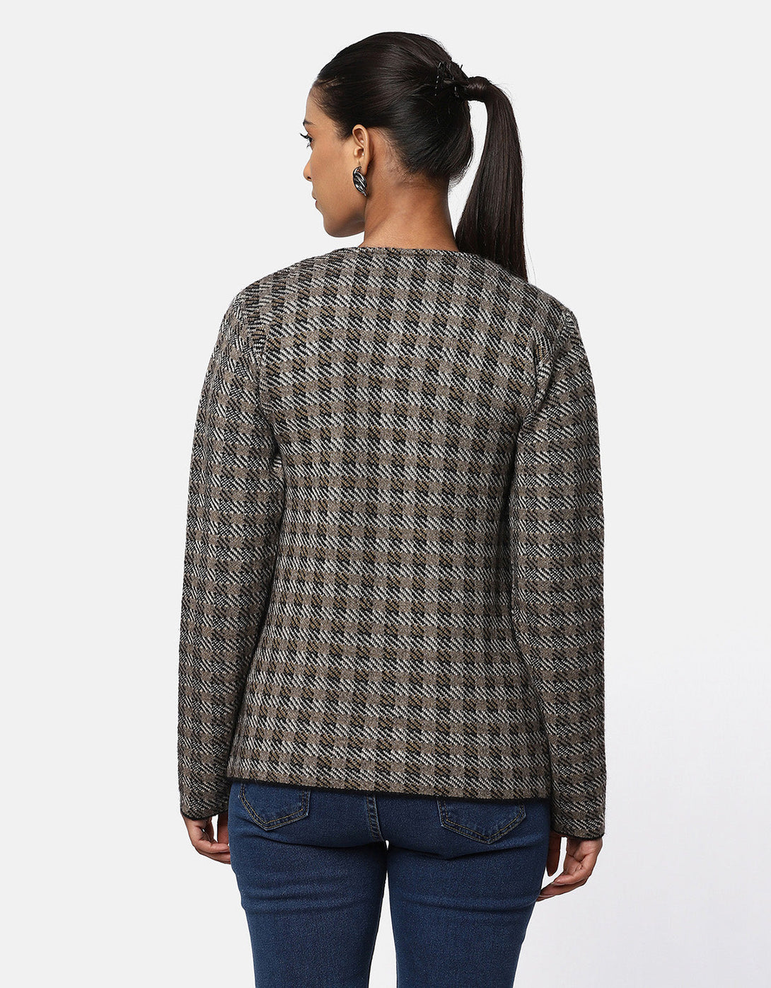 Knitted Designer Short Coat with Front Buttons For Women