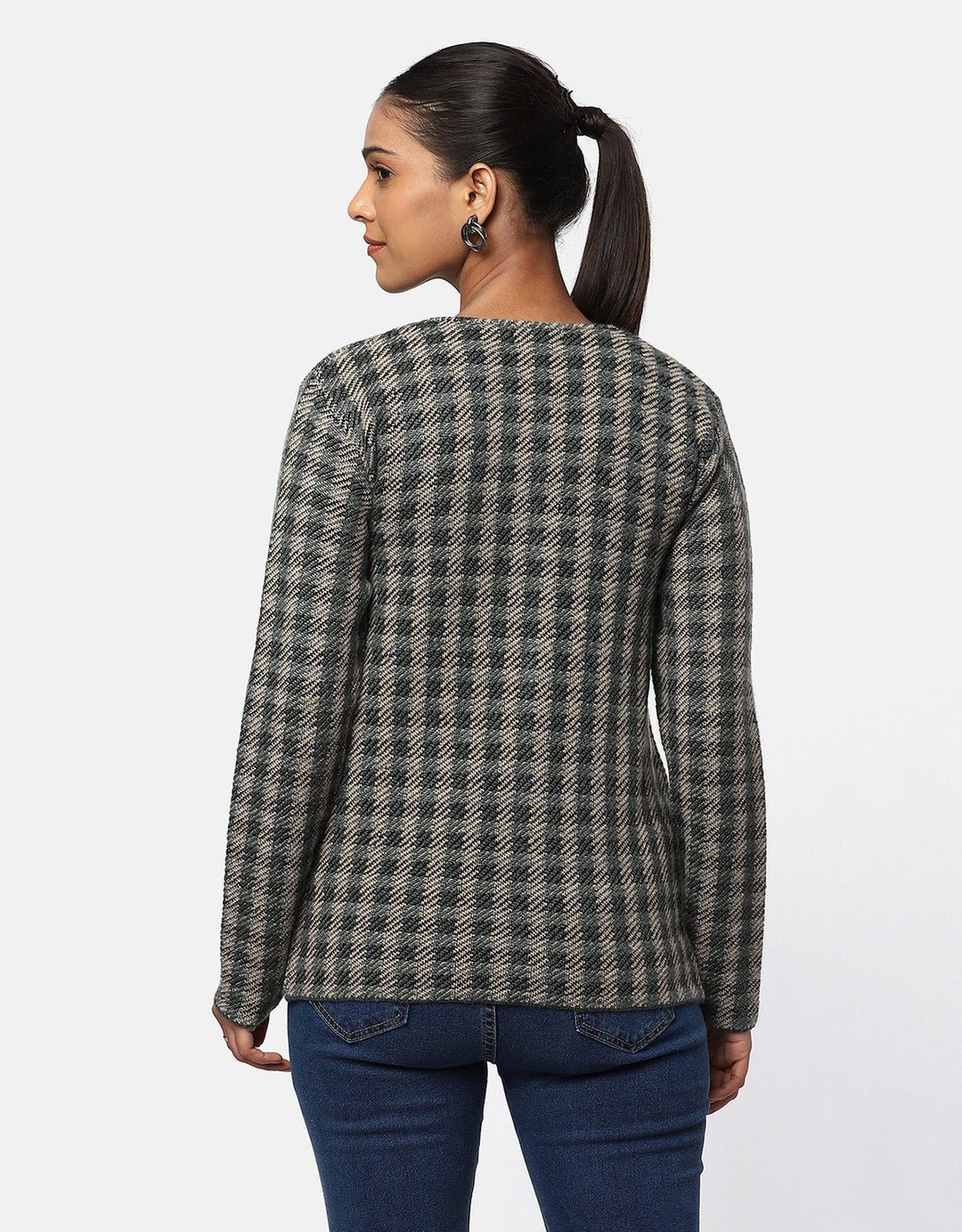 Knitted Designer Short Coat with Front Buttons For Women