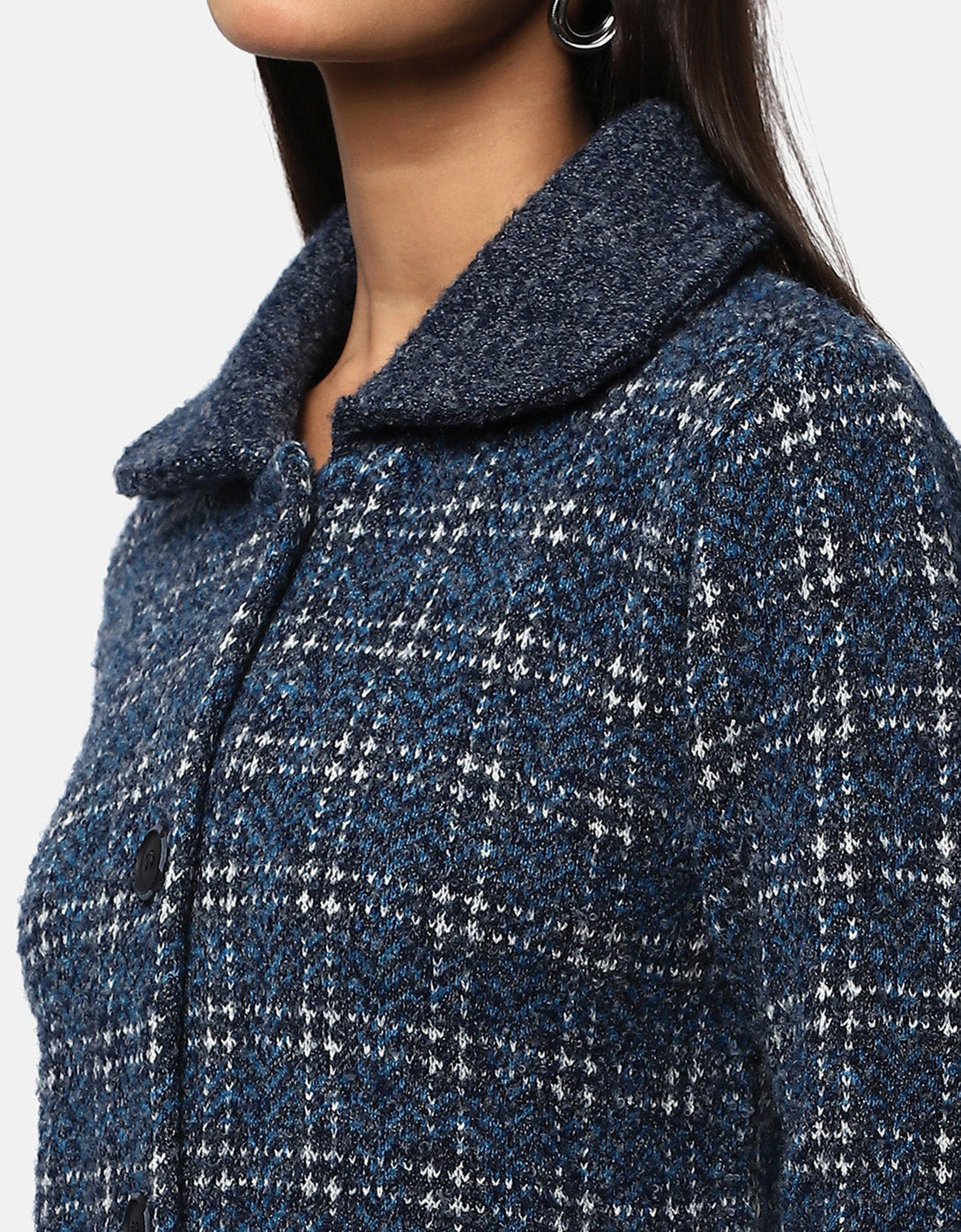 Women Knitted Collar Neck Short Coat
