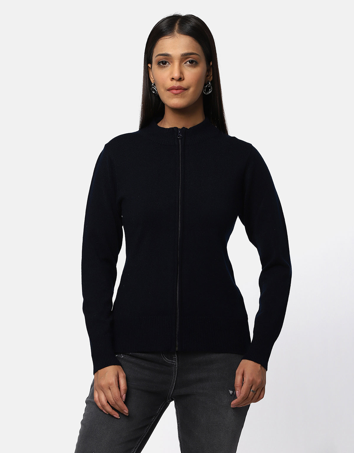 Women Woolen Full Zipper Cardigan | Cozy & Stylish Layering
