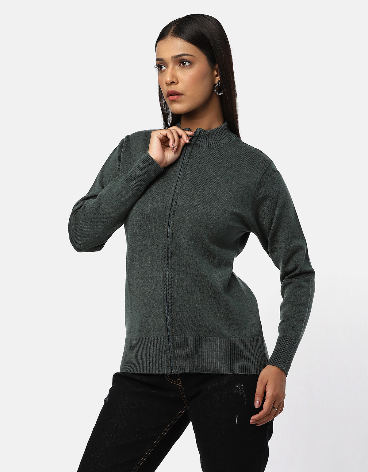 Women Woolen Full Zipper Cardigan | Cozy & Stylish Layering
