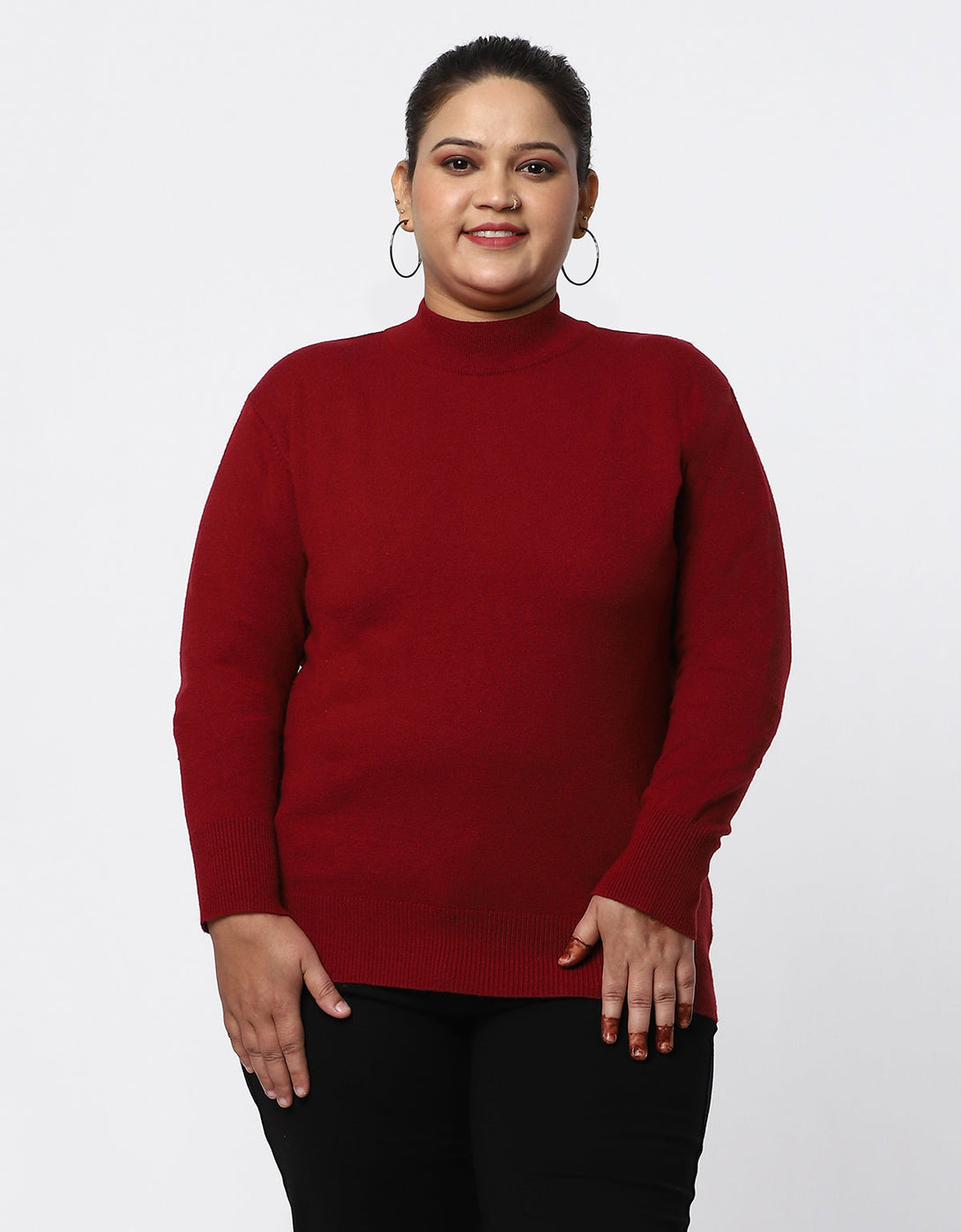 Women Woolen Turtle Neck Plus Size Skivvy