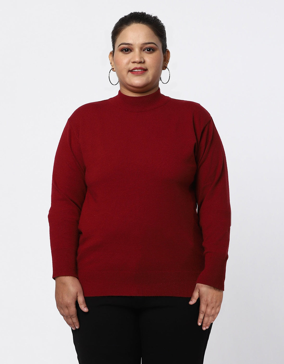Women Woolen Turtle Neck Plus Size Skivvy