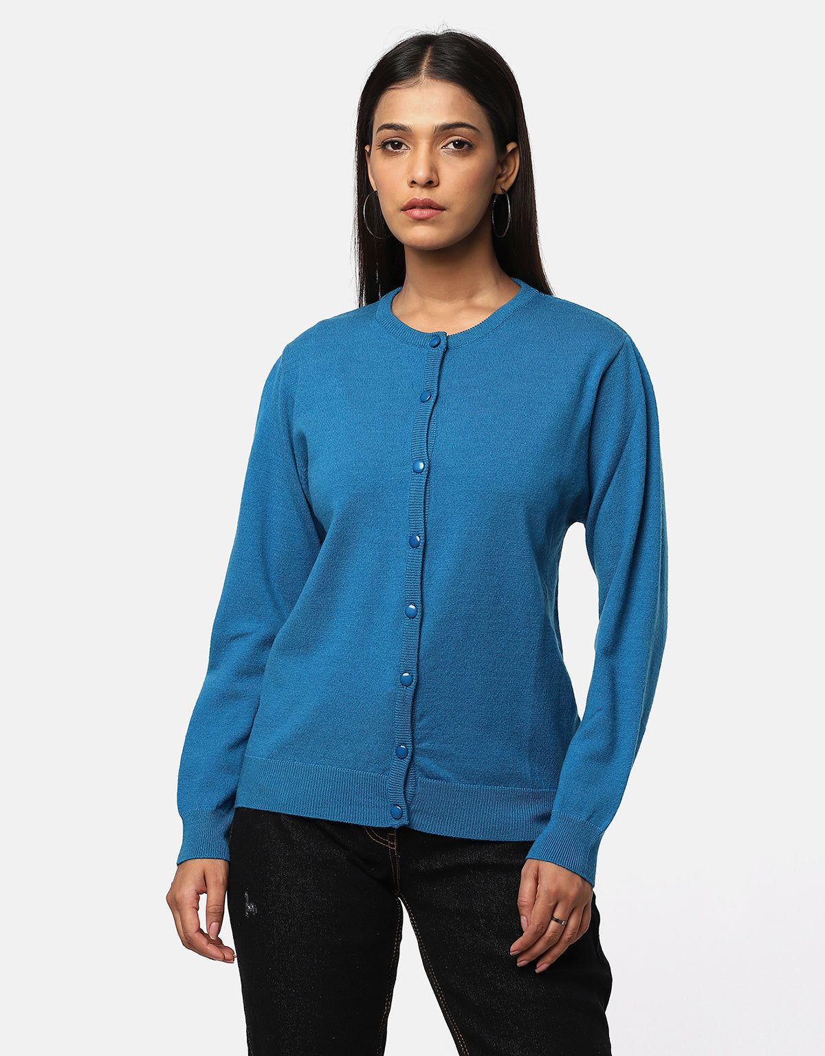 Women Woolen Round Neck Cardigan | Stylish & Cozy Layering