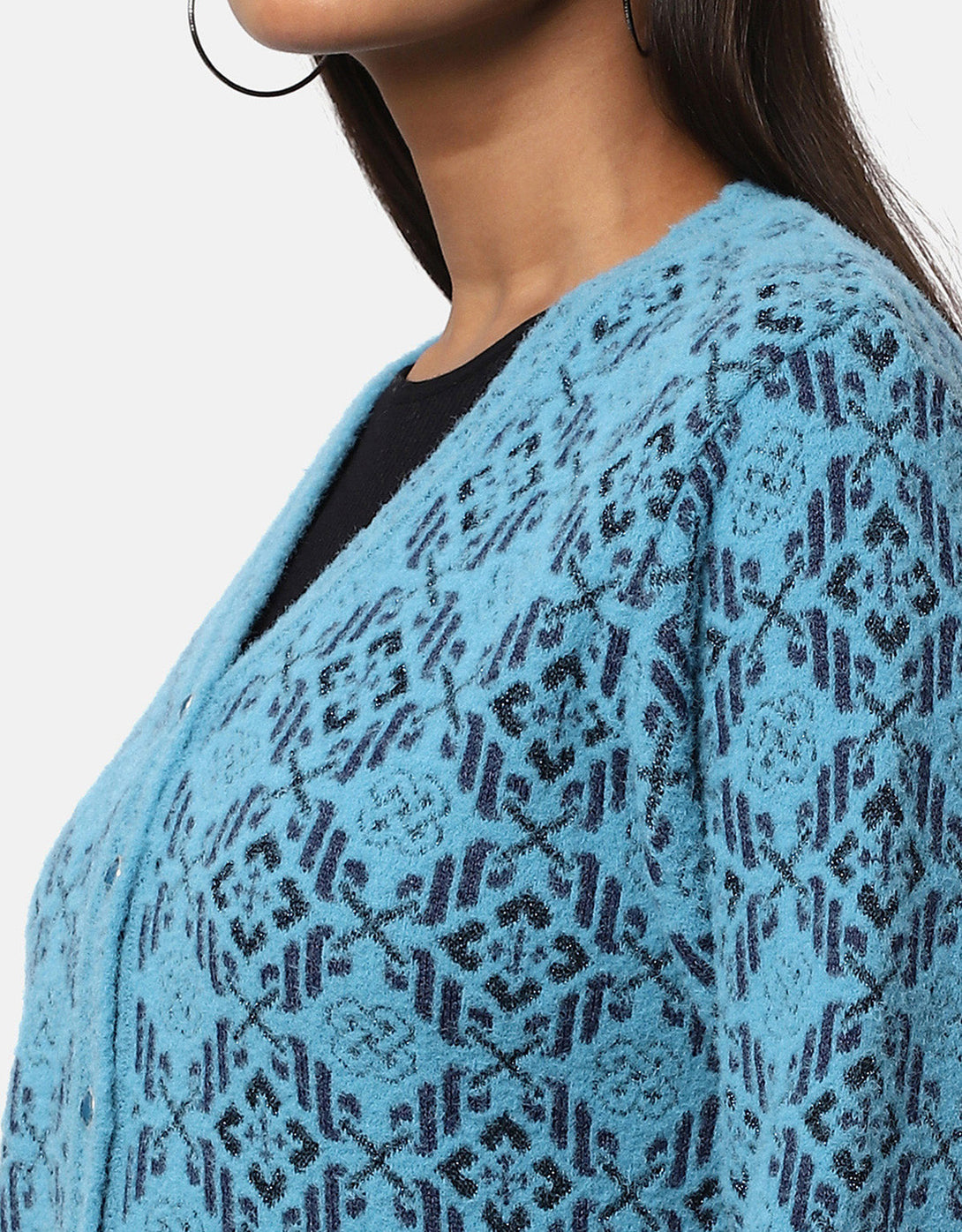 Women's Woolen V-Neck Fancy Cardigan - Stylish & Cozy – Newcastle Knitwears