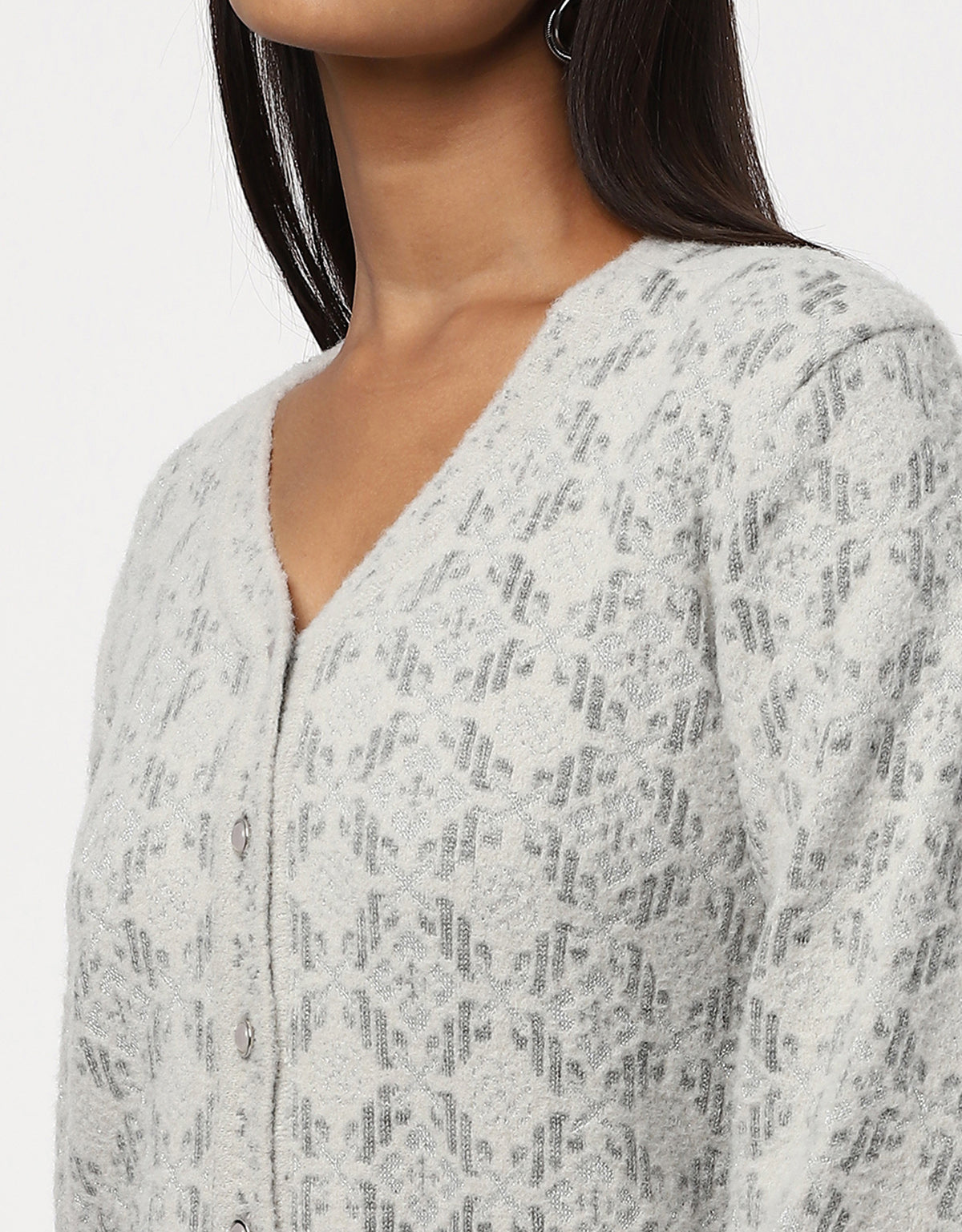 Women's Woolen V-Neck Fancy Cardigan - Stylish & Cozy – Newcastle