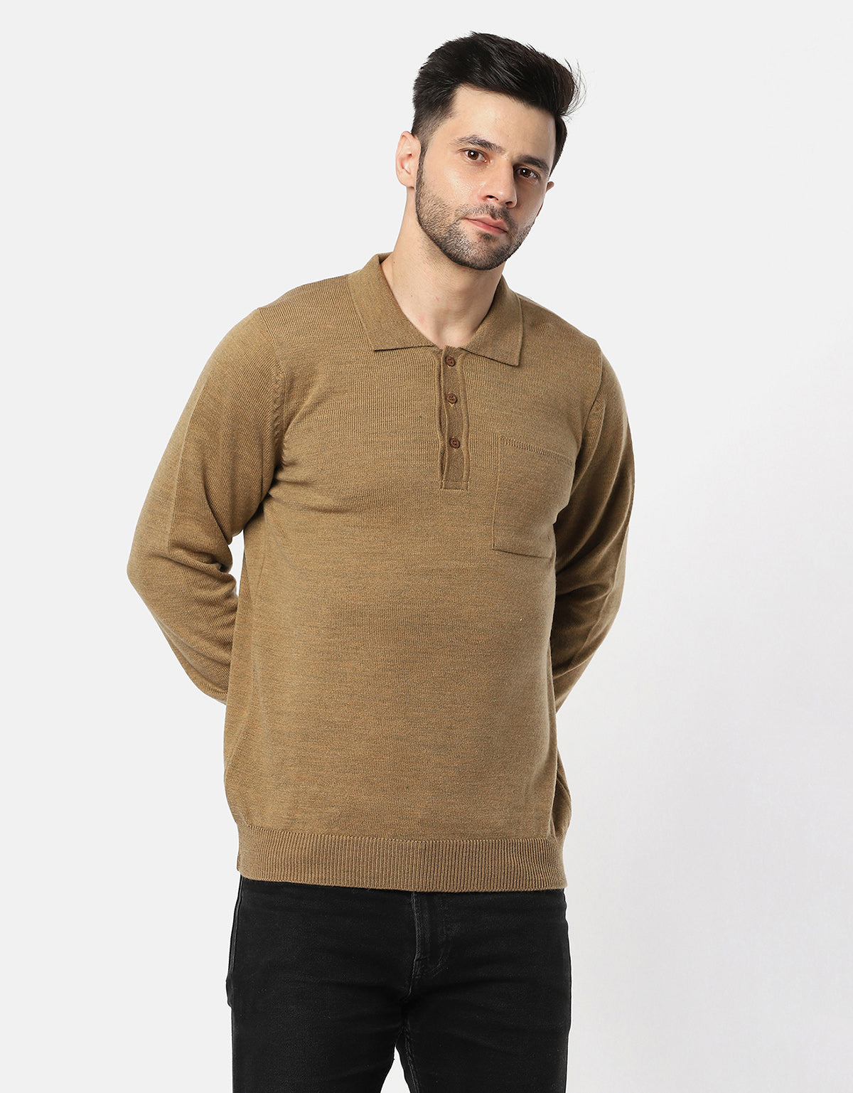Men Woolen Collar Neck Pullover-Comfortable Winter Essential
