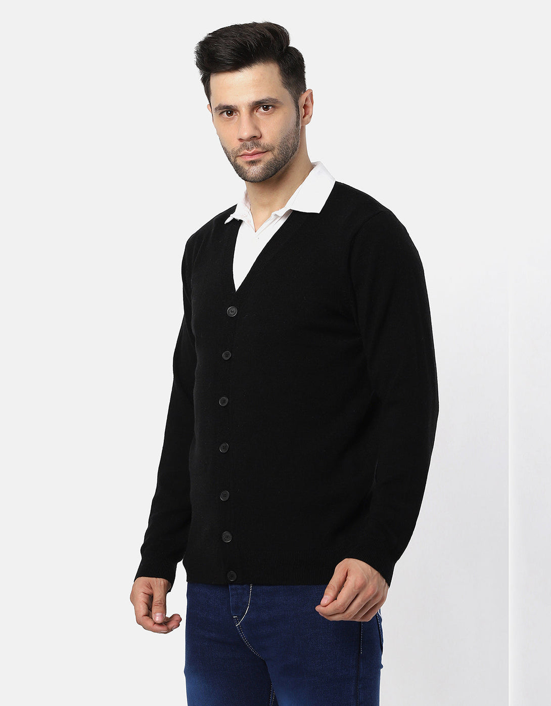 Knitted V-Neck Gents Pullover With Front Buttons