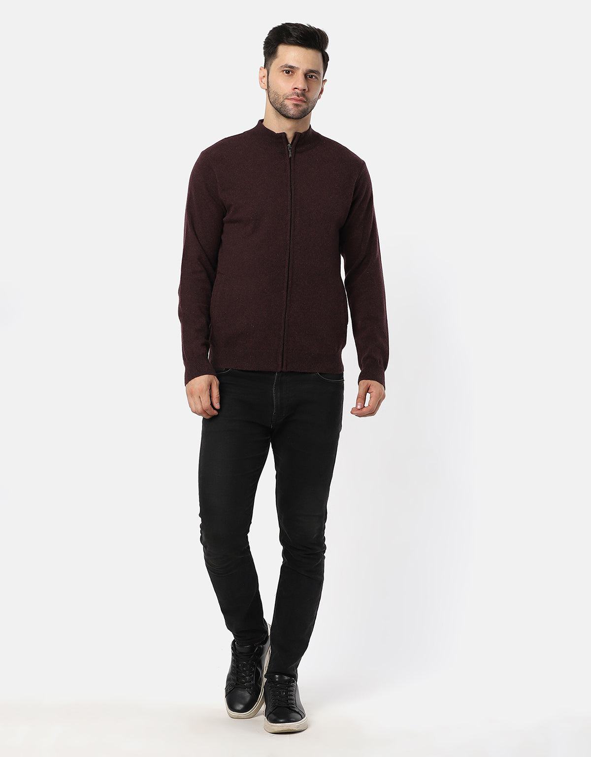 Men Knitted T-Neck Full zipper Sweater – Newcastle Knitwears